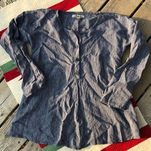 Flax 100% Linen Beautiful Striped Blouse S/M